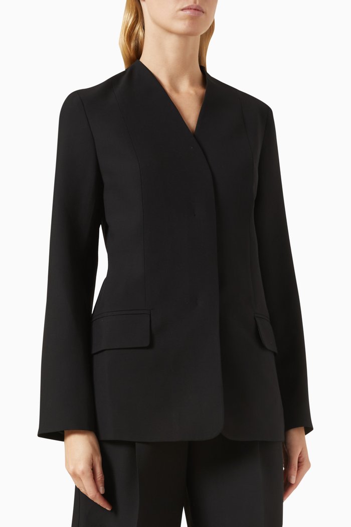 

Open-back Blazer in Wool-silk Blend, Black