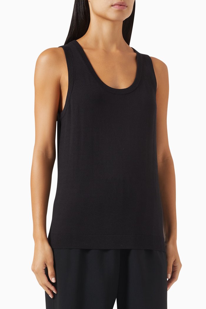 

Tank Top in Cotton-silk Blend, Black
