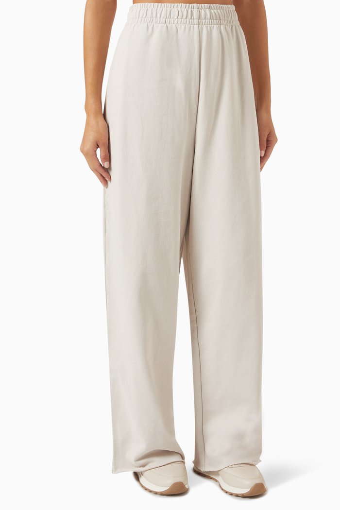 

Wide-leg Pants in French-terry, Grey