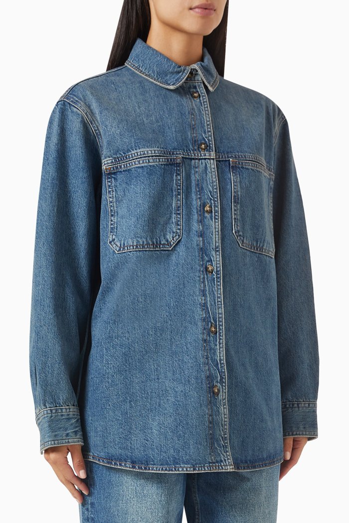

Selvedge Shirt in Organic Cotton-denim, Blue