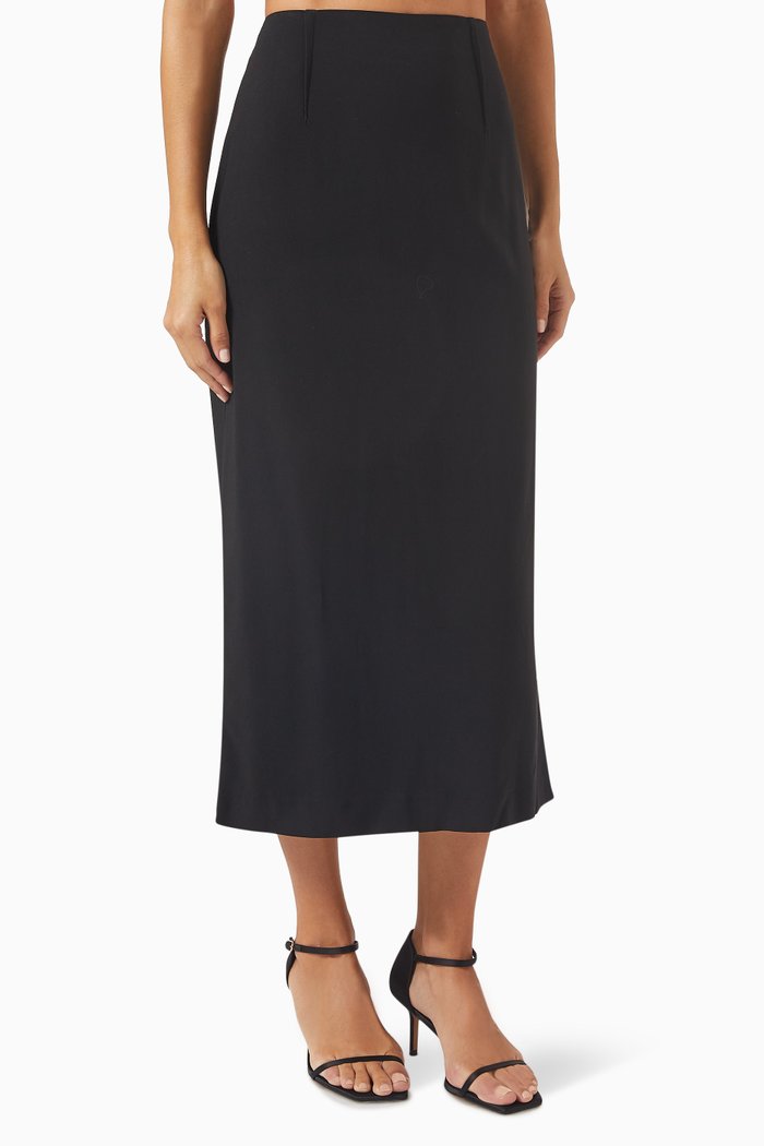 

Midi Skirt in Viscose-blend, Black