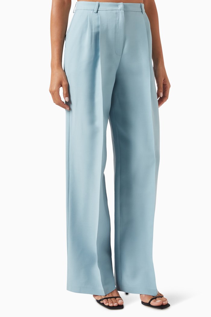 

Straight-leg Pants in Wool-silk Blend, Blue
