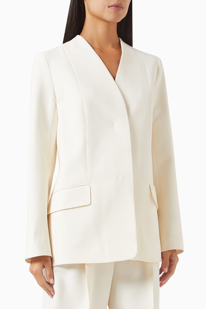 

Open-back Blazer in Wool-silk Blend, White