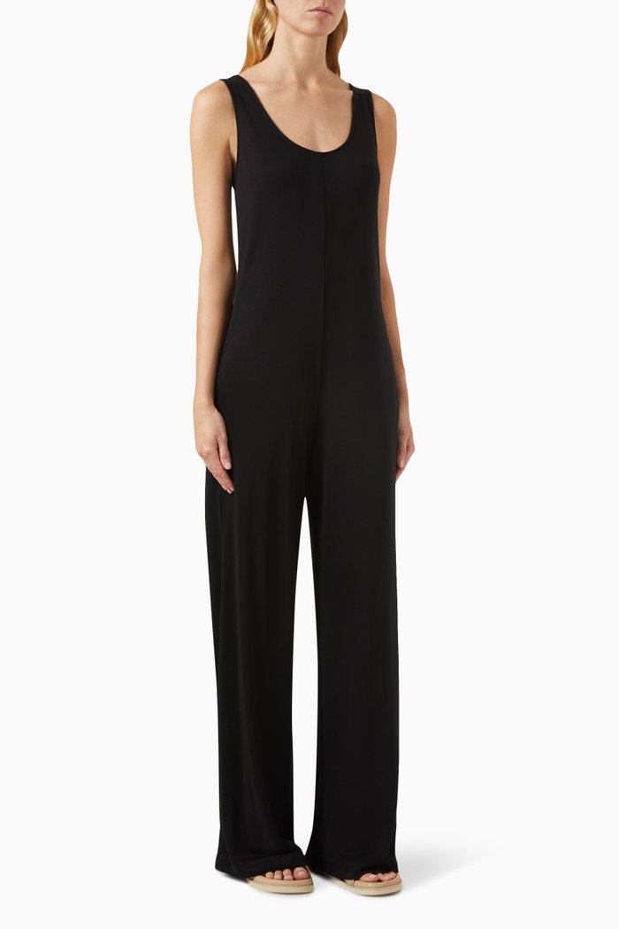 

Scoop-neck Jumpsuit in Lyocell-jersey, Black