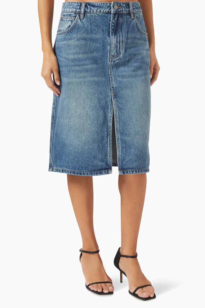 

Midi Skirt in Organic Cotton-denim, Blue