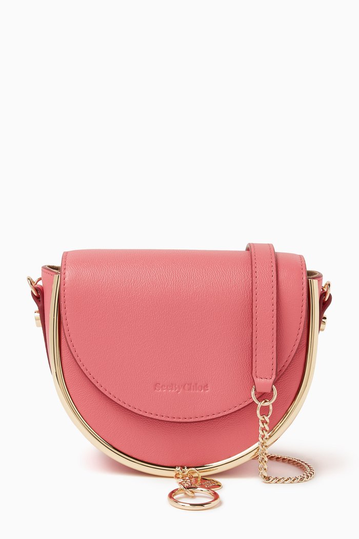 

Small Mara Evening Crossbody Bag in Leather, Pink
