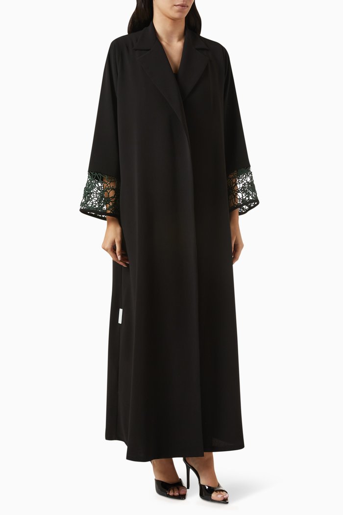 

Lace-trimmed Abaya in Crepe, Multicolour