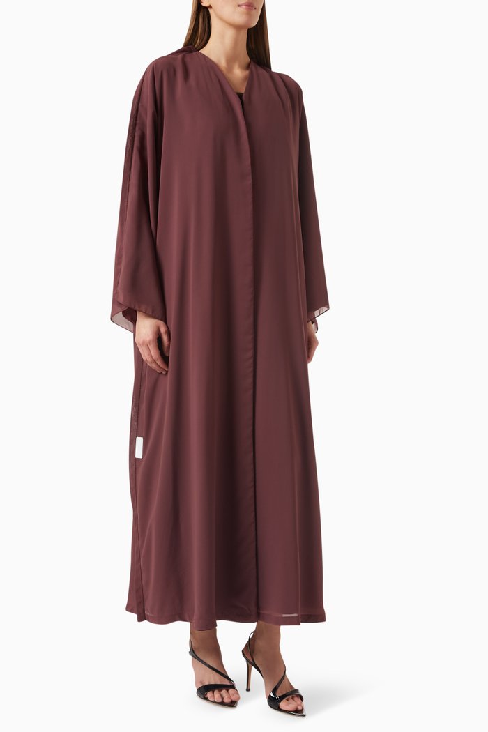 

V-neck Abaya in Chiffon, Brown