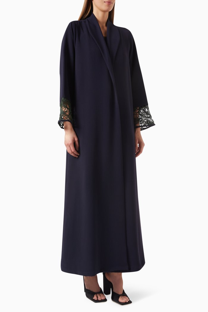 

Lace-trimmed Abaya in Crepe, Multicolour