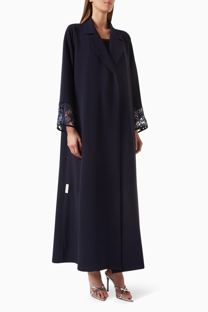 

Lace-trimmed Abaya in Crepe, Blue