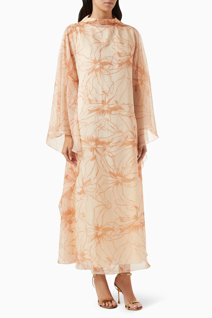 

Floral-print Kaftan in Tissue Fabric, Multicolour