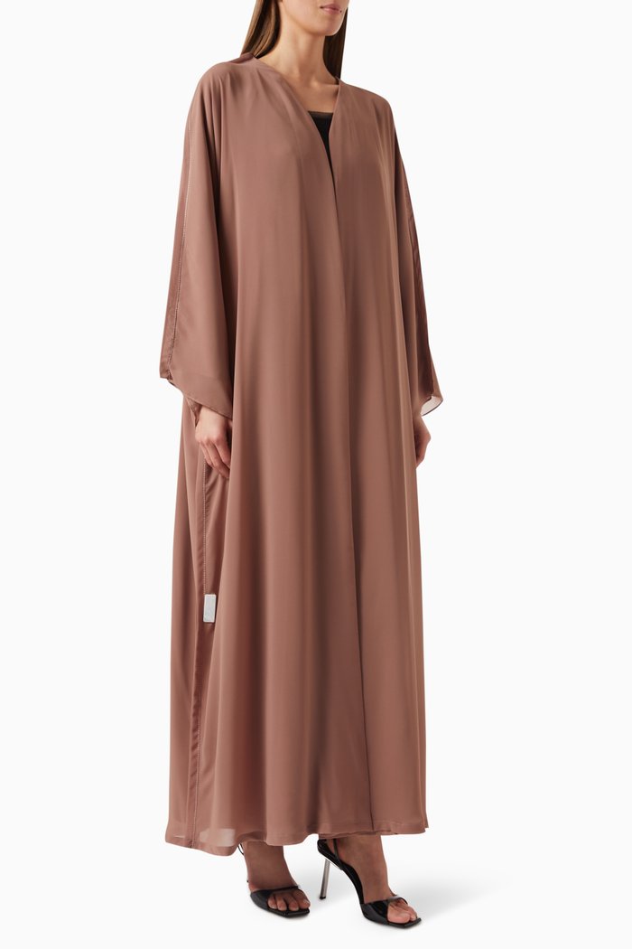 

V-neck Abaya in Chiffon, Brown