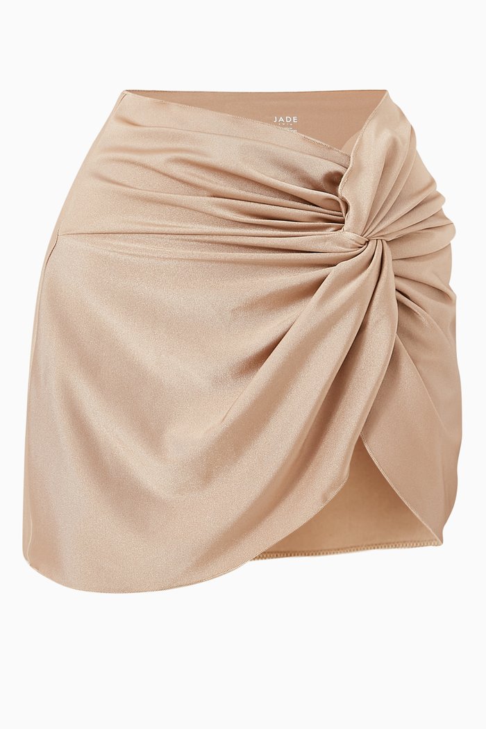 

Zena Ruched Skirt in Stretch Nylon, Brown