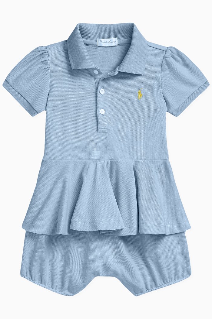 

Peplum Romper in Cotton, Blue