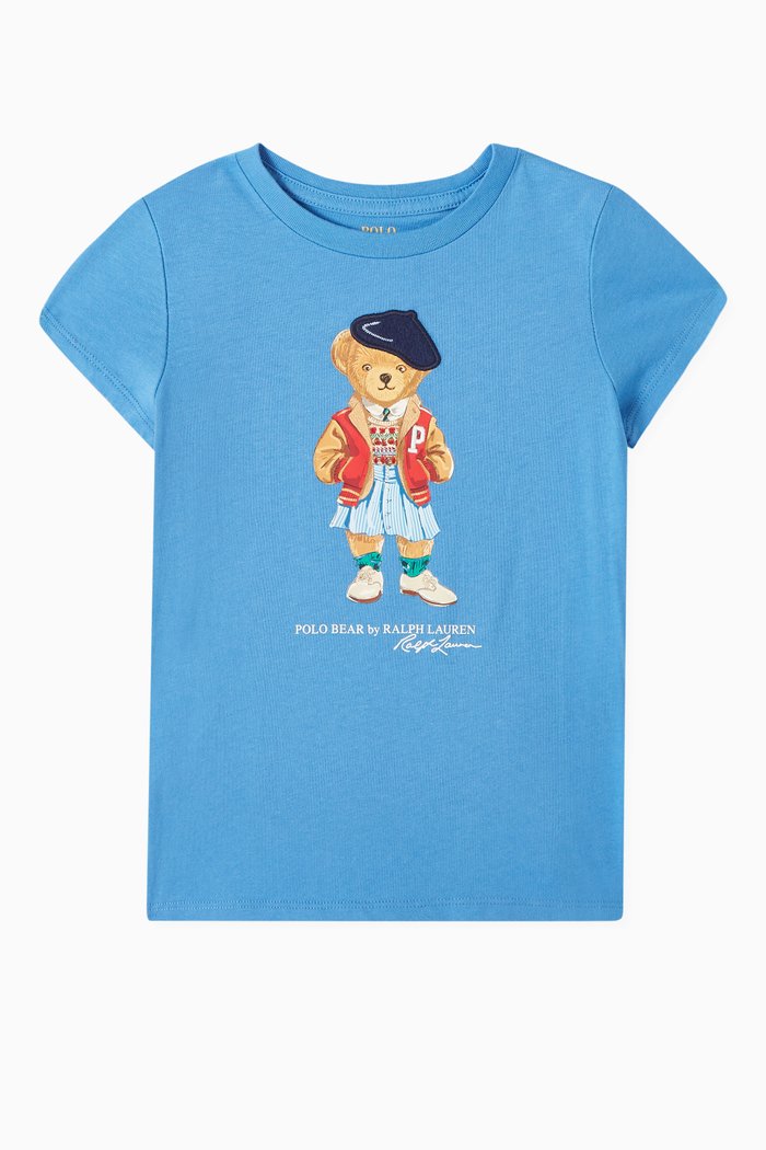 

Bear Print T-shirt in Cotton, Blue