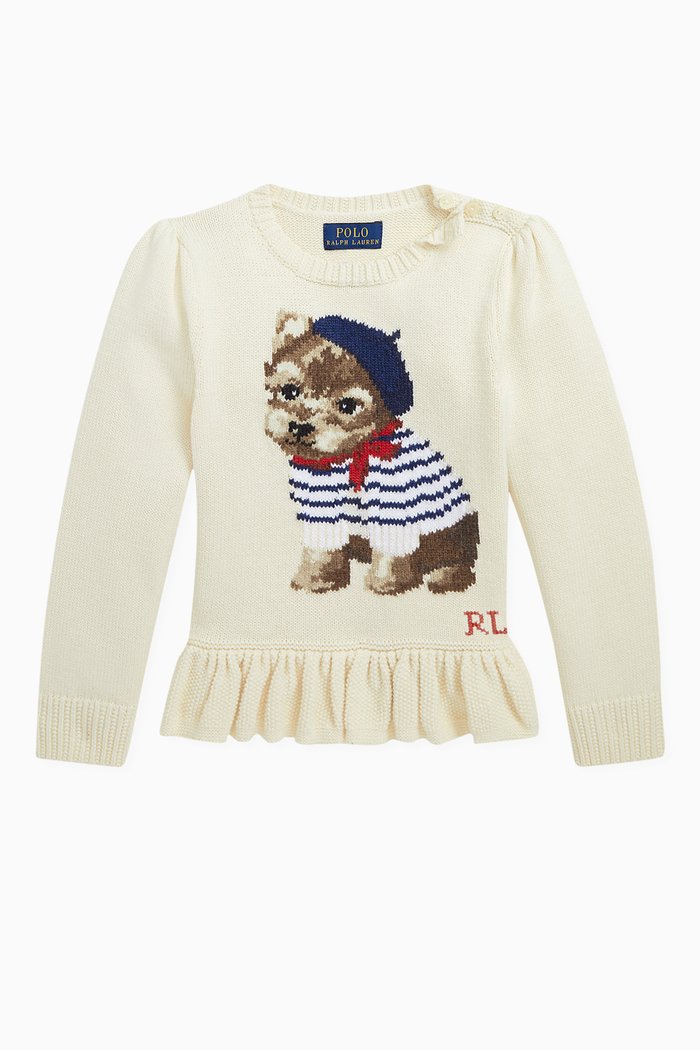 

Dog Peplum Sweater in Cotton, Neutral