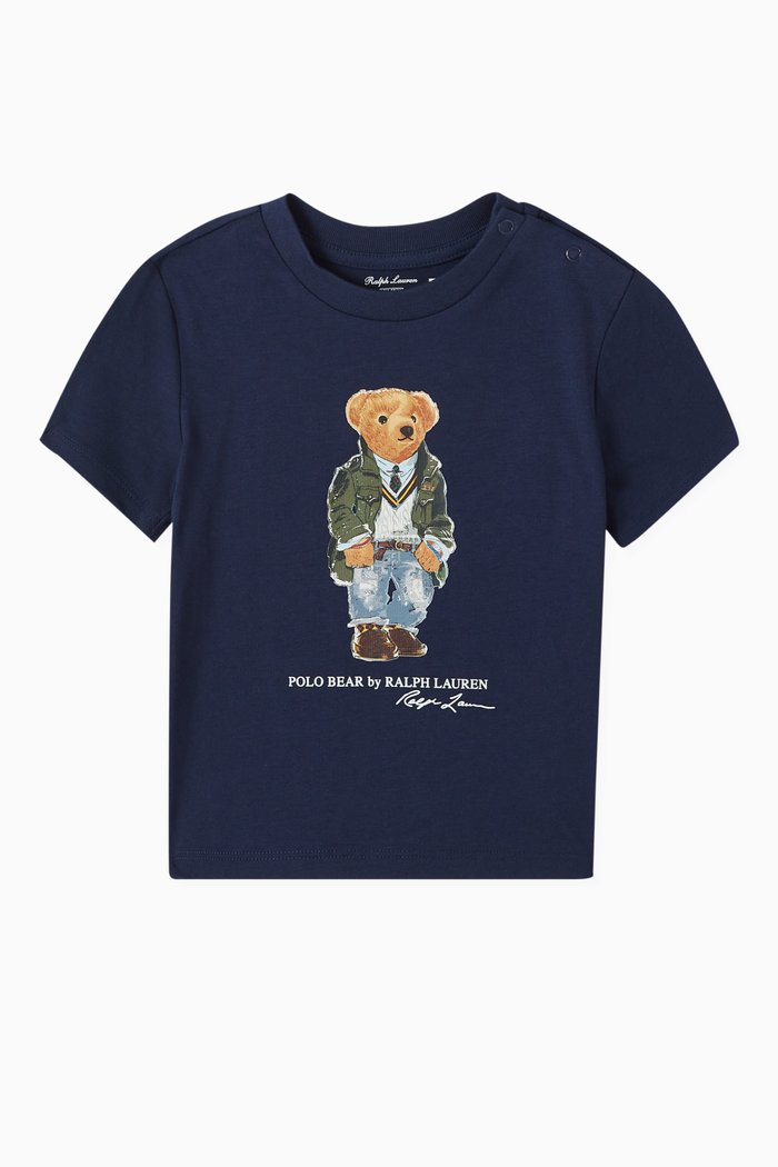

Bear Print T-shirt in Cotton, Blue