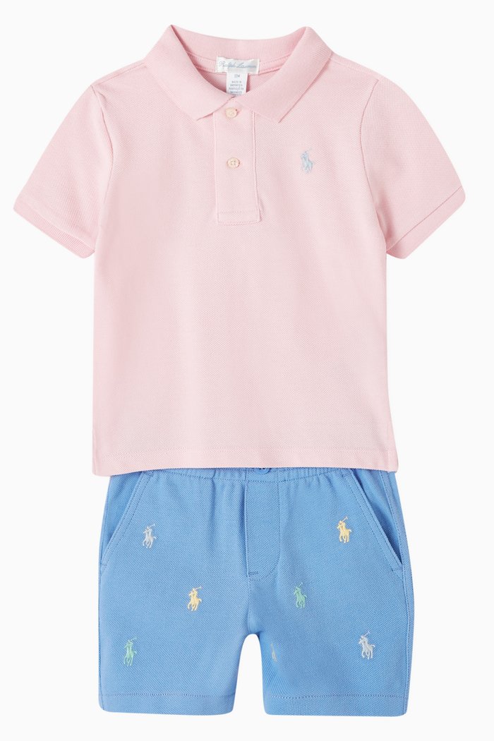 

Logo Polo & Shorts Set in Cotton-pique, Multicolour