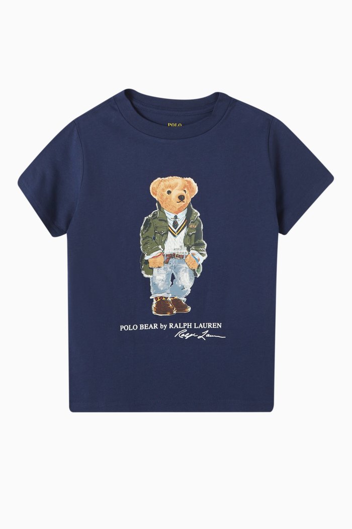 

Bear Print T-shirt in Cotton, Blue