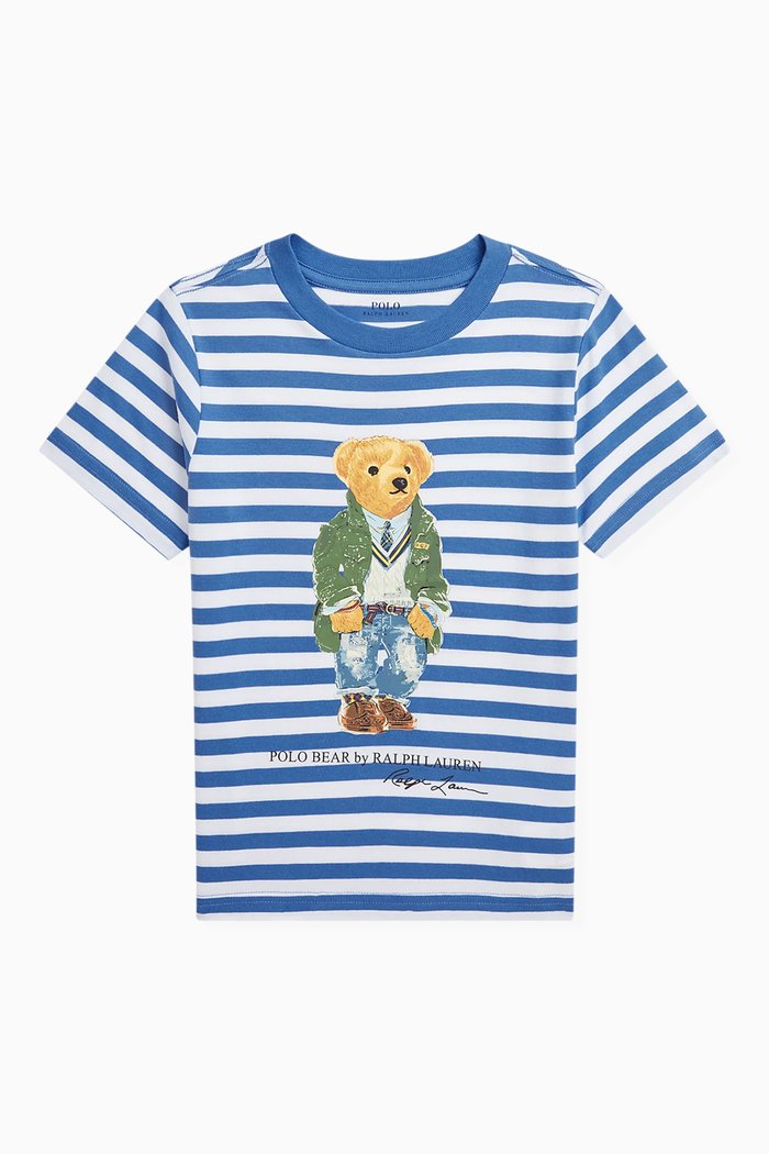 Polo Bear Striped T-shirt in Cotton-jersey, Blue