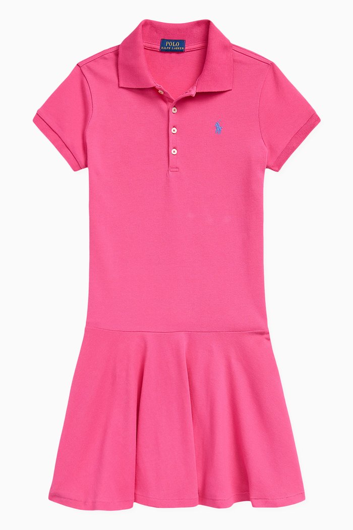 Logo Polo Dress in Cotton, Pink