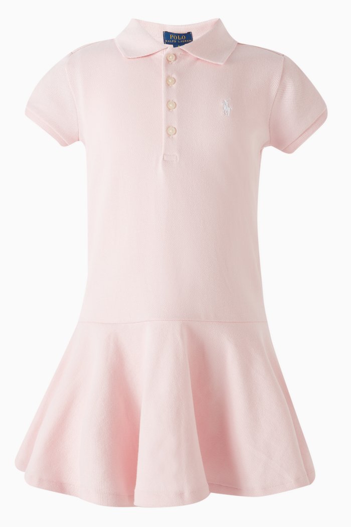 

Logo Ruffle Dress in Cotton, Pink