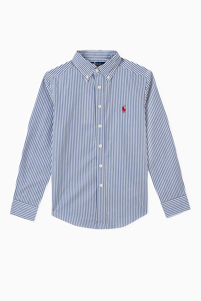 

Embroidered Logo Shirt in Cotton, Blue