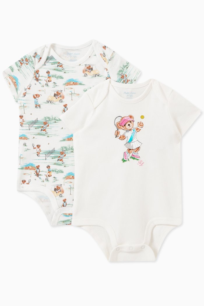 

Polo Bear Print Bodysuits, Pack of Two, Multicolour