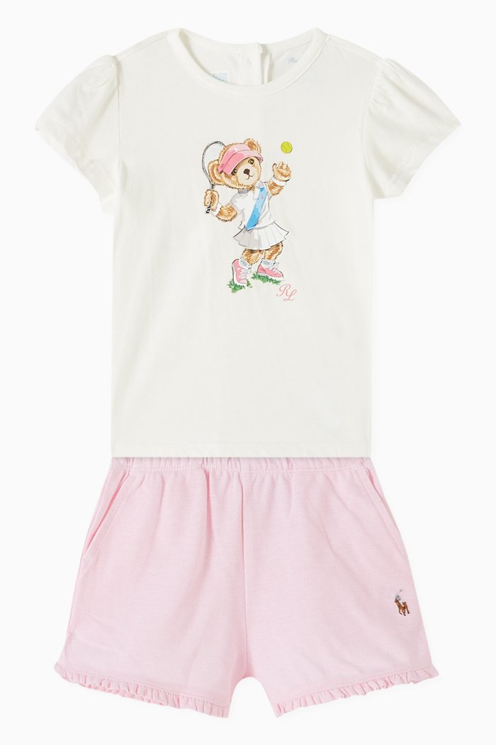 

Bear Top & Shorts Set in Cotton, Pink