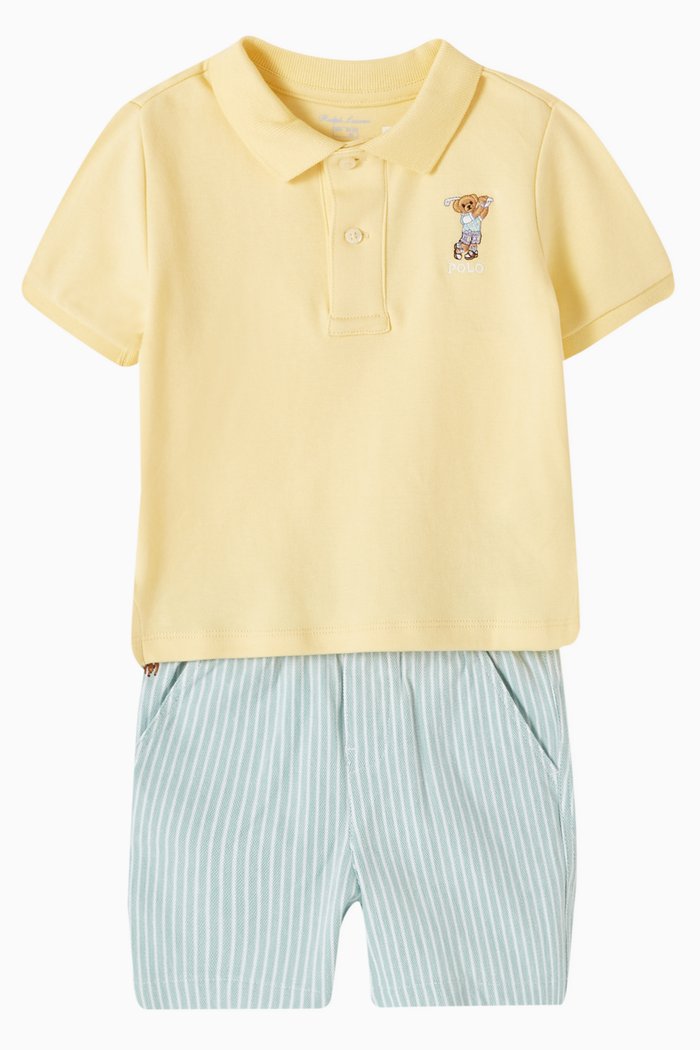 

Polo Bear Polo & Shorts Set in Cotton, Yellow