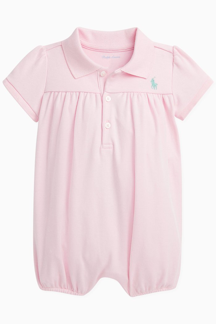 

Polo Romper in Cotton, Pink
