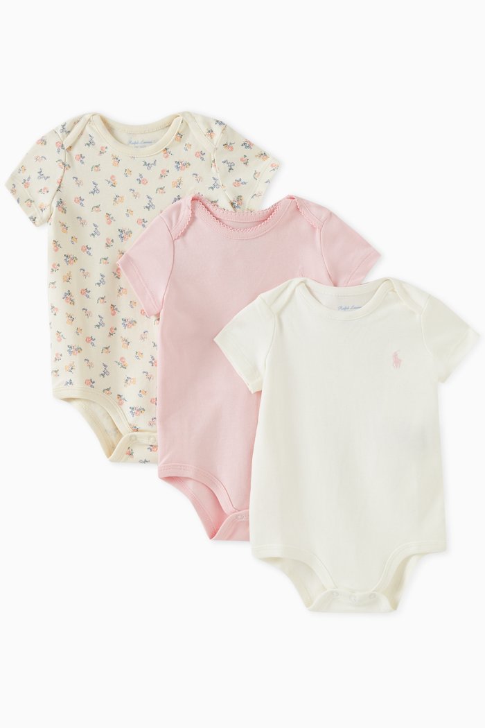 

Bodysuit in Cotton, Set of 3, Pink