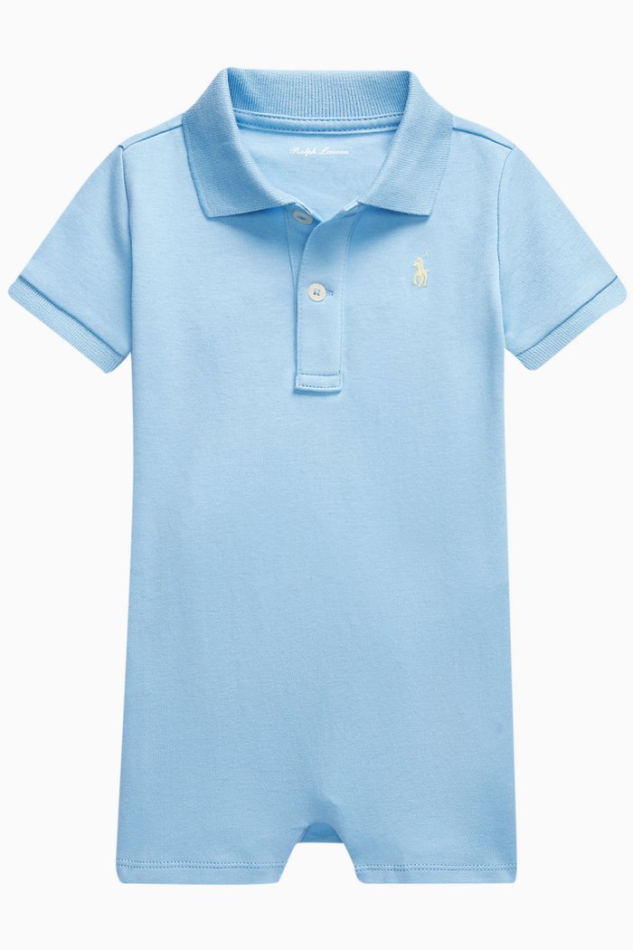 

Logo Polo Romper in Cotton, Blue