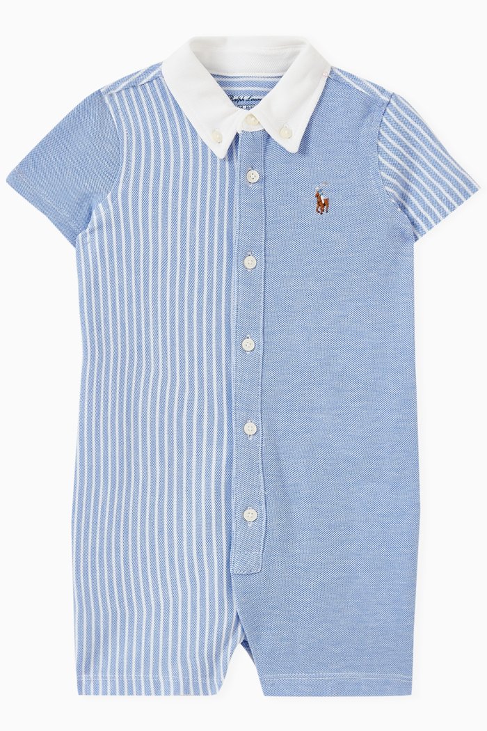 

Polo Romper in Cotton, Blue