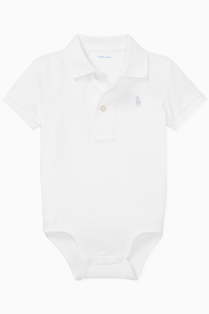 

Polo Bodysuit in Cotton, White