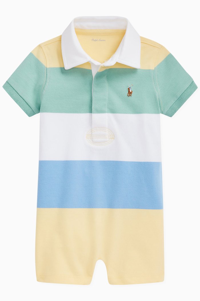 

Polo Striped Romper in Cotton, Multicolour
