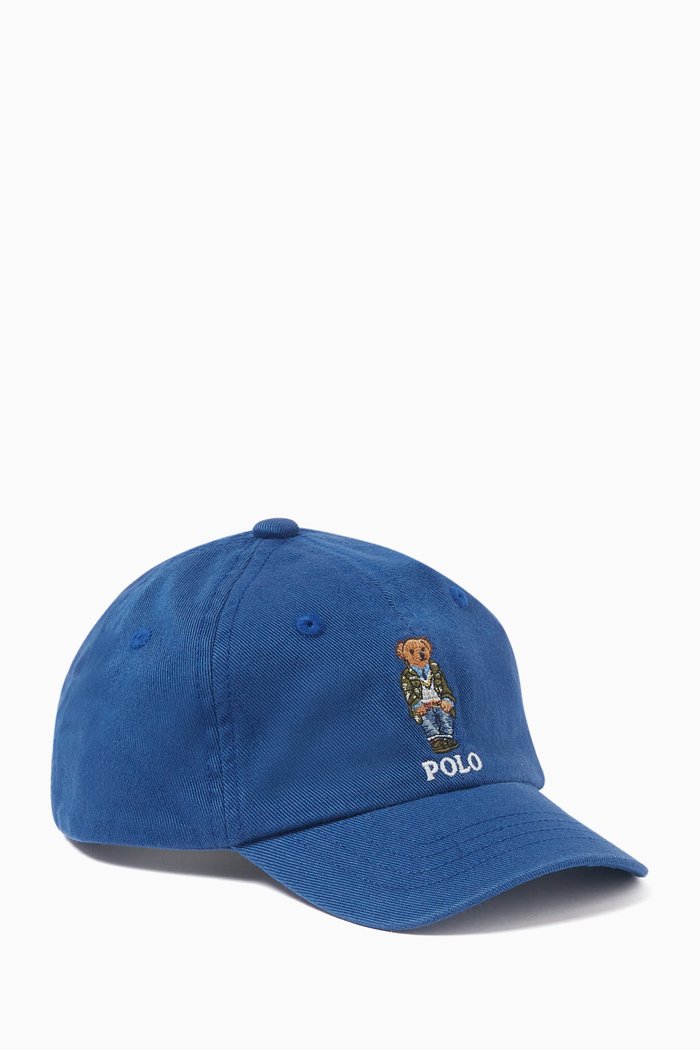 

Polo Bear Cap in Cotton, Blue