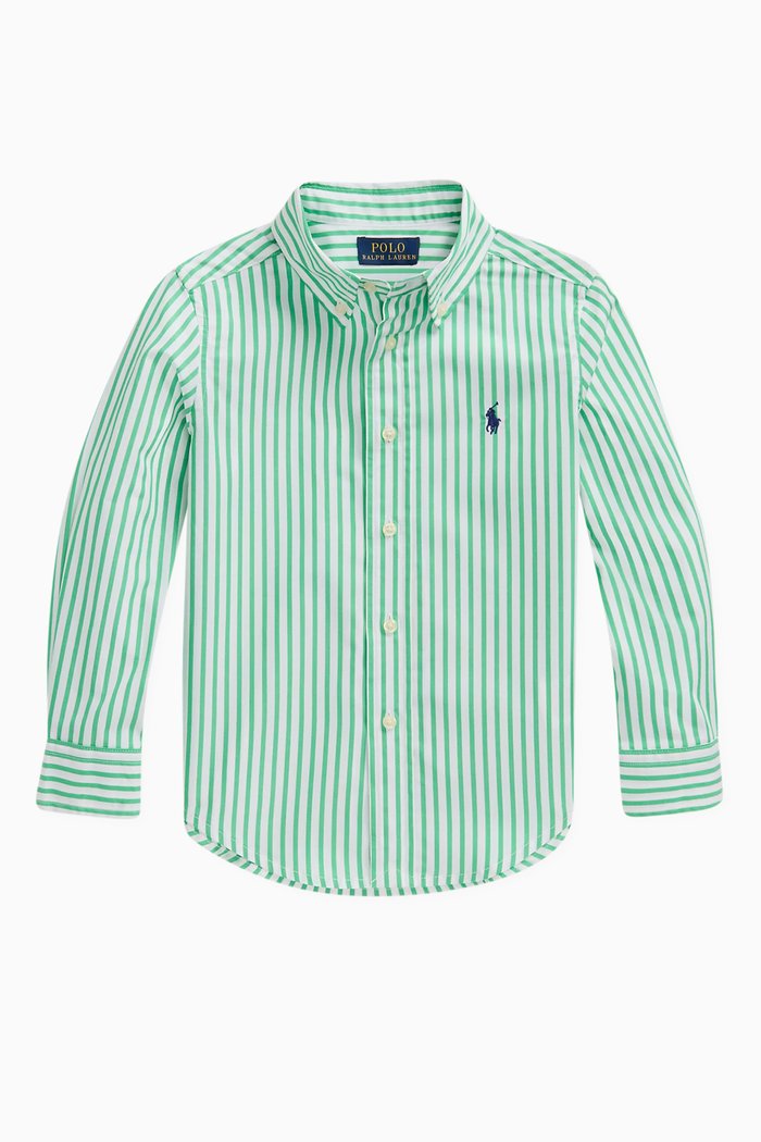 

Polo Pony Striped Shirt in Cotton, Green