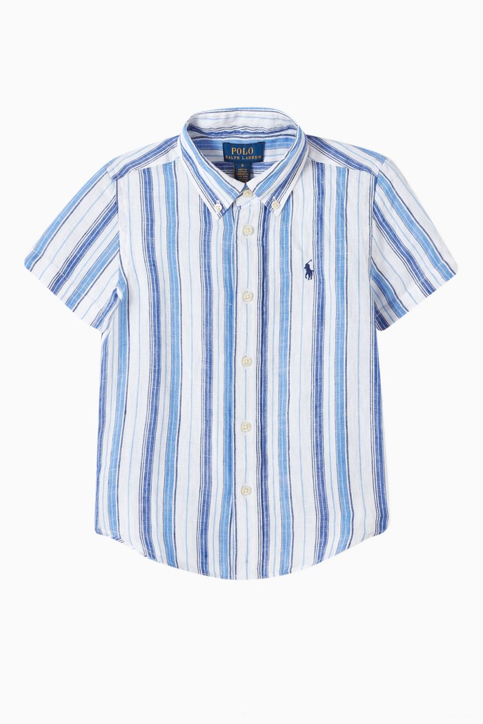 

Logo Striped Shirt in Linen, Multicolour