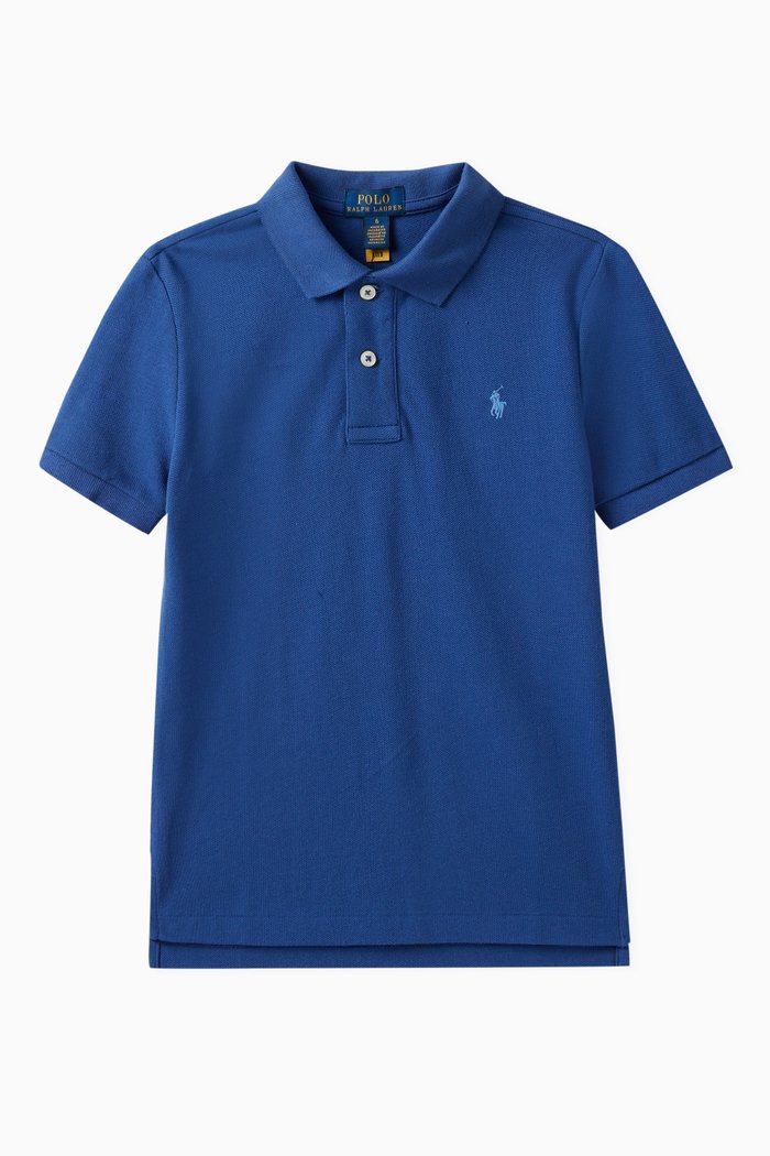 

Signature Logo Polo Shirt in Cotton, Blue