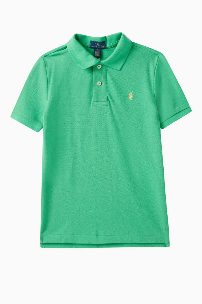 

Signature Logo Polo Shirt in Cotton, Green