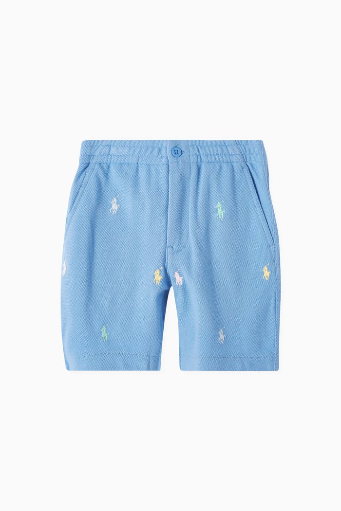 

All-over Logo Shorts in Cotton-piqué, Blue