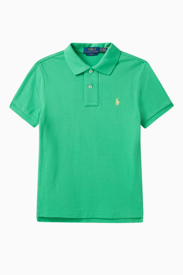 

Slim Fit Logo Polo Shirt in Cotton, Green
