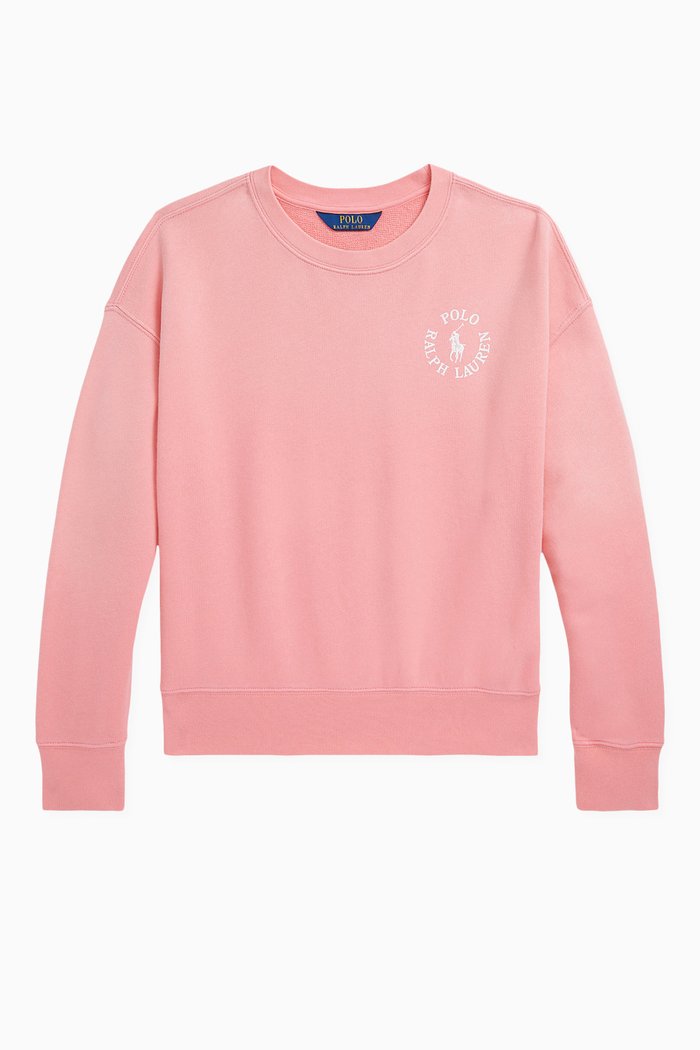 

Logo Print Sweatshirt in Cotton, Pink