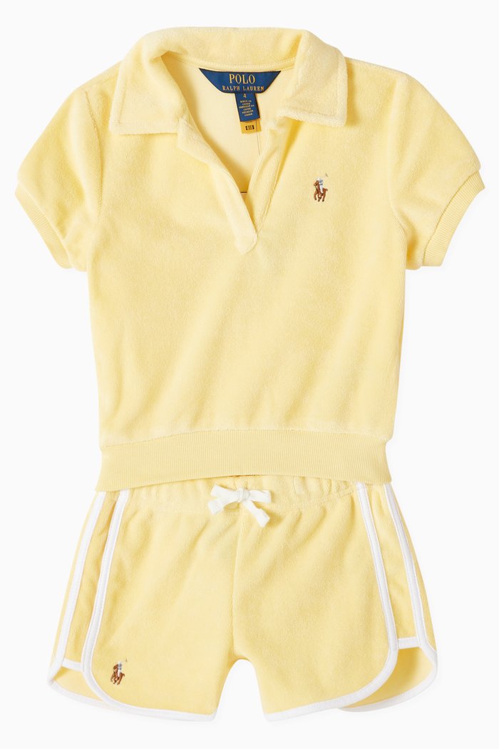 

Polo Shirt & Shorts Set in Cotton Terry, Yellow