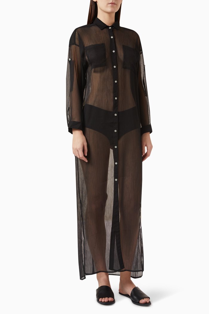 

Mika Maxi Dress in Textured-cotton, Black