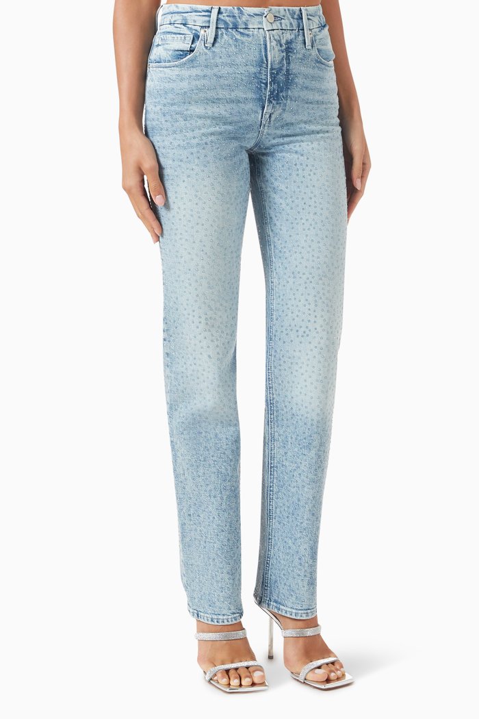 

Good Icon Straight Crystal Jeans in Cotton-denim, Blue