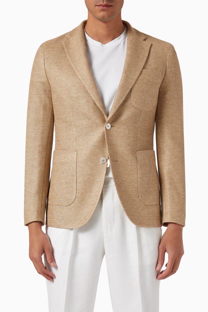 

Heston Slim-fit Jacket in Linen-cotton Blend, Neutral