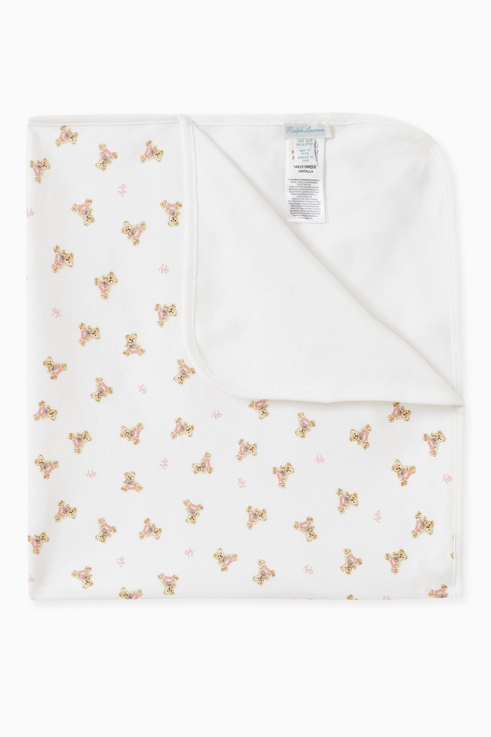 

Bear Print Blanket in Cotton, White