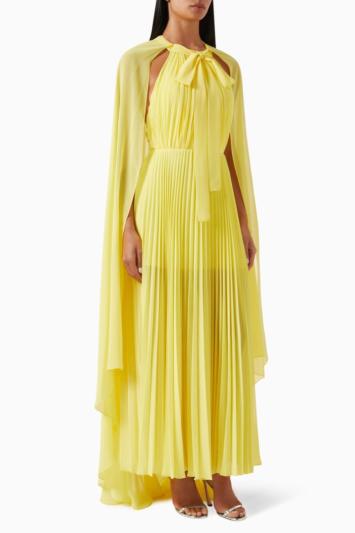 

Cape Maxi Dress in Chiffon, Yellow
